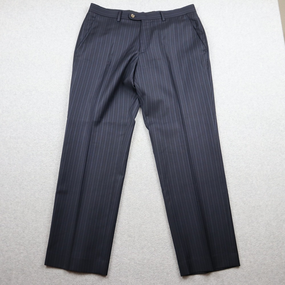 Indochino Dress Pants Mens 34x30 Navy Blue Pinstripe Tailored Trousers Business
